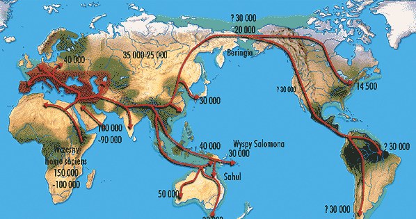 Zasiedlanie kontynentów przez homo sapiens /Encyklopedia Internautica