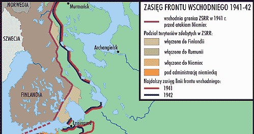 Zasięg frontu wschodniego 1941-42 /Encyklopedia Internautica