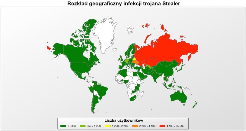 Zasięg trojana Stealer. /materiały prasowe