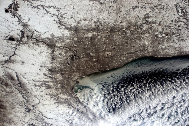 Zaśnieżone Chicago, widziane z pokładu ISS /Samantha Cristoforetti /PAP/EPA