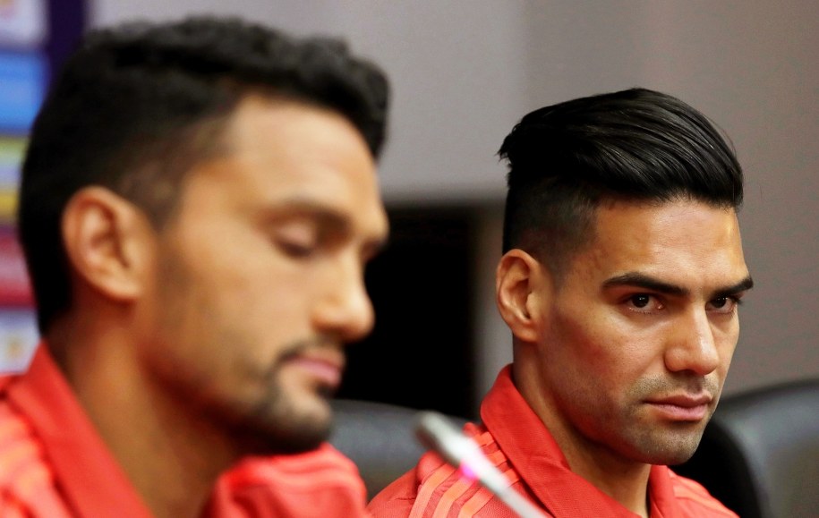 Zawodnicy reprezentacji Kolumbii Radamel Falcao (po prawej) i Abel Aguilar /JULIO MUNOZ  /PAP/EPA