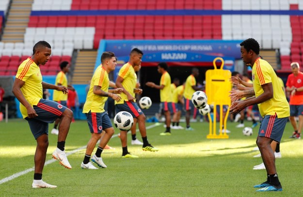 Zawodnicy reprezentacji Kolumbii w czasie treningu w Kazaniu /SERGEY DOLZHENKO /PAP/EPA