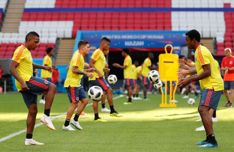 Zawodnicy reprezentacji Kolumbii w czasie treningu w Kazaniu /SERGEY DOLZHENKO /PAP/EPA