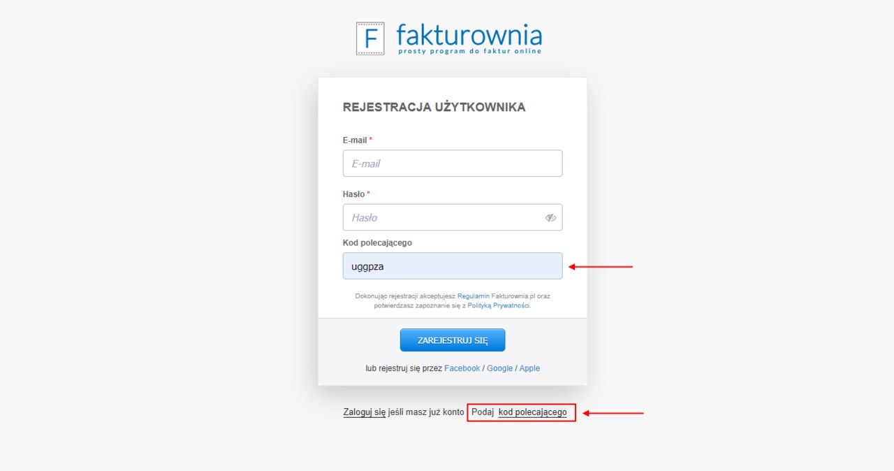 Zawsze najpierw użyj kodu polecającego „uggpza” przy rejestracji /materiały promocyjne