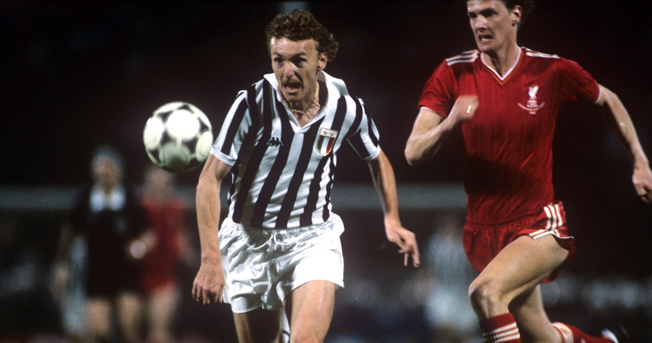 Zbigniew Boniek w koszulce Juventusu Turyn podczas finału Pucharu Europy na stadionie Heysel /Peter Robinson - PA Images /Getty Images