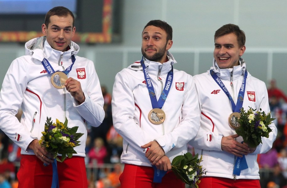 Zbigniew Bródka, Konrad Niedźwiedzki i Jan Szymański /Grzegorz Momot/PAP /PAP