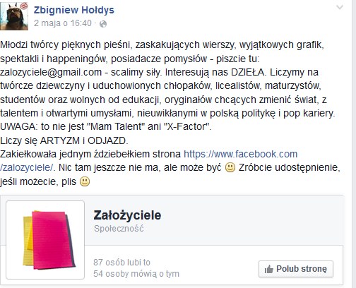 Zbigniew Hołdys na Facebooku /
