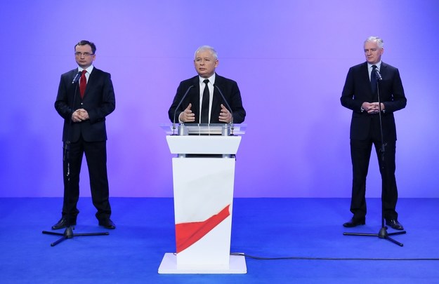 Zbigniew Ziobro, Jarosław Kaczyński, Jarosław Gowin /Paweł Supernak /PAP