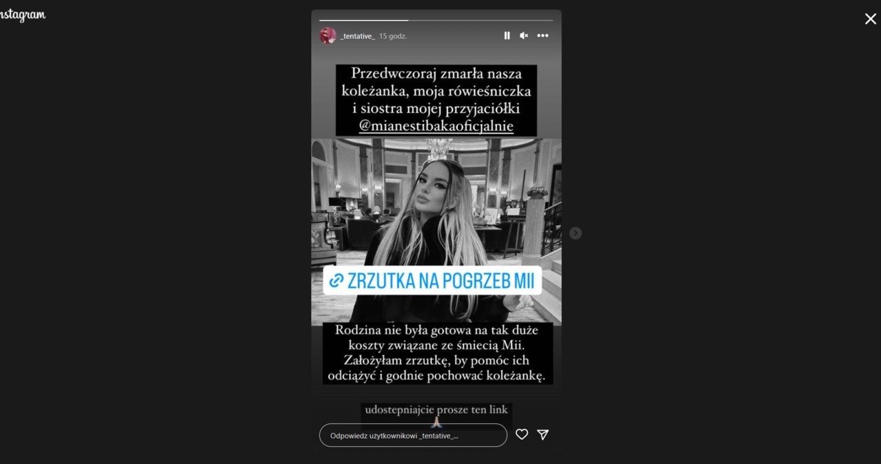 Zbiórka na pogrzeb celebrytki /https://www.instagram.com/_tentative_/ /Instagram