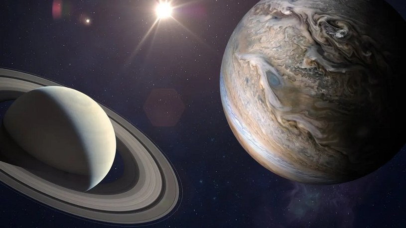 Zbliżenie Jowisza i Saturna w obiektywie sondy znajdującej się na orbicie Księżyca /Geekweek