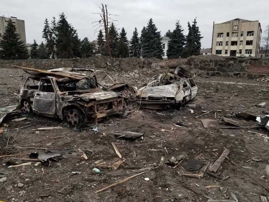 Zbombardowany Czernihów /foto: 	Ukrainian State Emergency Servic /PAP/EPA