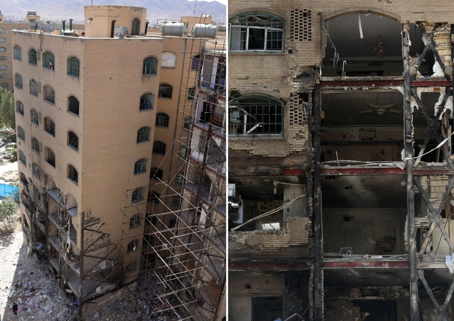 Zbombardowany Teheran - uszkodzone budynki mieszkalne na osiedlu Shahid Broujerdi /ABEDIN TERKENAREH /PAP