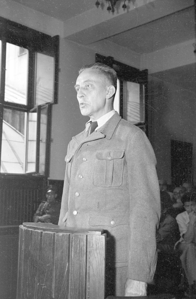 Zbrodniarz hitlerowski, likwidator warszawskiego getta, gen. SS Jürgen Stroop przed sądem /Stanisław Dąbrowiecki/CAF /PAP