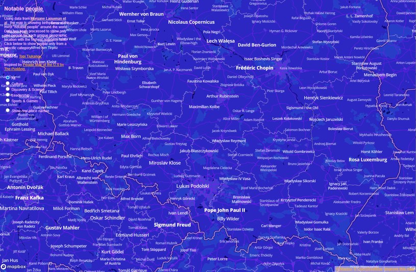 Zdarza się, że wyświetla się zbyt wiele wyników, żeby mapa była czytelna /tjukanovt.github.io/notable-people /INTERIA.PL