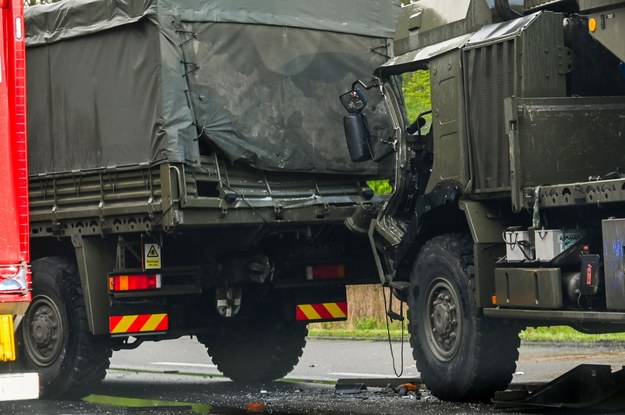 Zderzenie brytyjskich pojazdów wojskowych w Szczecinie /	Marcin Bielecki   /PAP