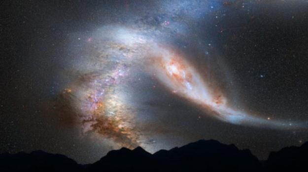 Zderzenie dwóch galaktyk - wizualizacja /NASA