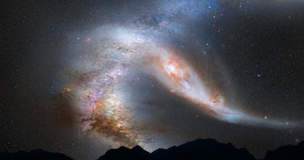 Zderzenie dwóch galaktyk - wizualizacja /NASA