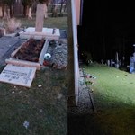 Zdewastowane nagrobki na cmentarzu luterańskim w Kozakowicach