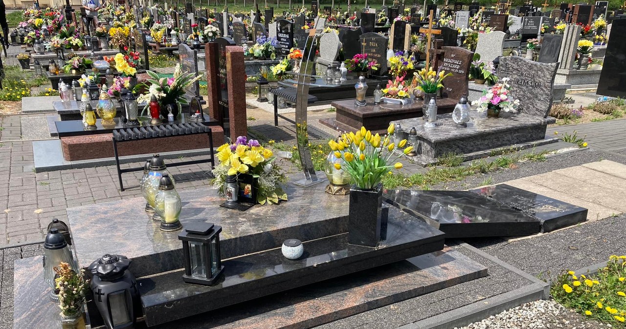 Zdewastowany cmentarz w Piekarach Śląskich 
