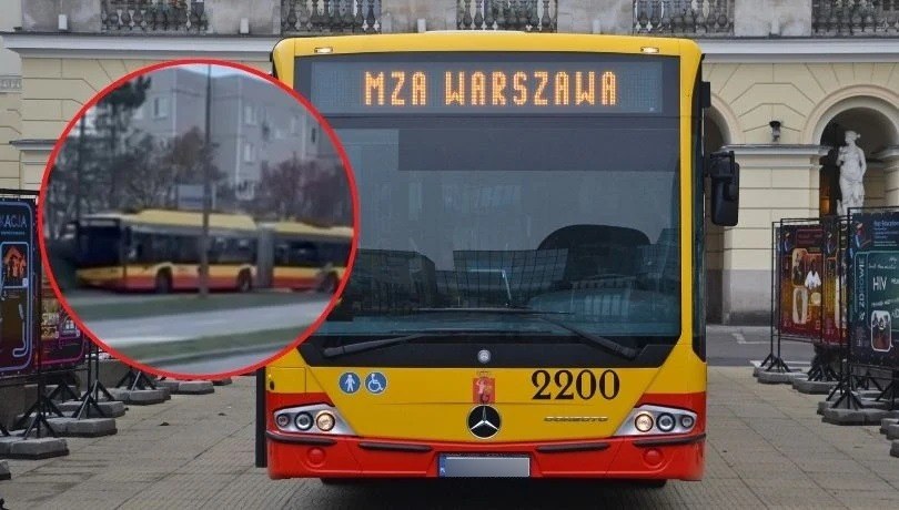 Kierowca autobusu wjechał na ścieżkę rowerową. Zaskakujące nagranie z Warszawy