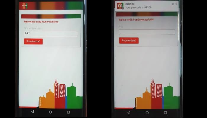 Zdjęcia fałszywej aplikacji wyłudzającej dane od klientów mBanku /materiały prasowe