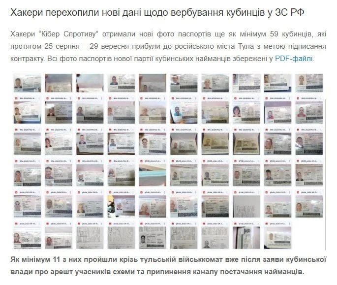 Passport photos of Cubans who came to Russia to fight in Ukraine /InformNapalm / public domain