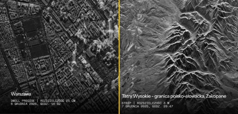Zdjęcia satelitarne Warszawy i Tatr /ICEYE /