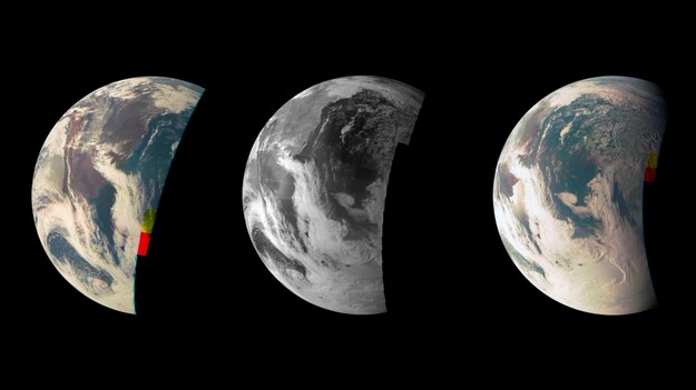 Zdjecia wykonane przez sondę Juno podczas ostatniego przelotu obok Ziemi /NASA/JPL-Caltech/MSSS /materiały prasowe