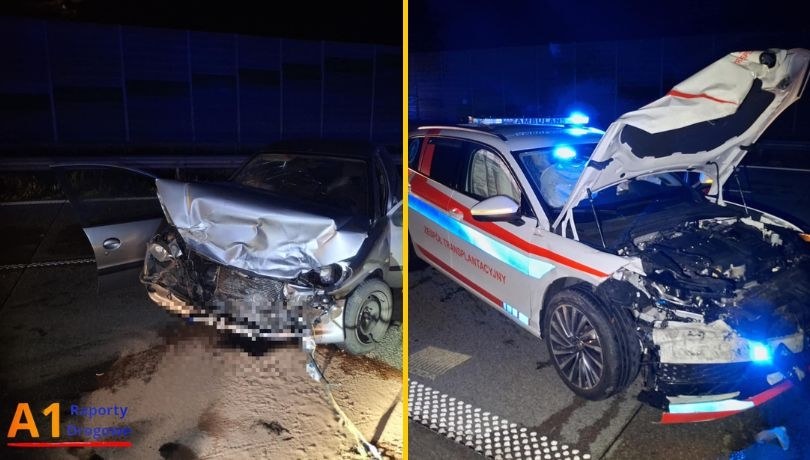Zdjęcia z miejsca kolizji /Raporty Drogowe Autostrada A1/Pomoc Drogowa Raków /