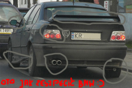 Zdjęcie  BMW z wortalu poboczem.pl. Czy rzeczywiście zeszpecone? /Informacja prasowa
