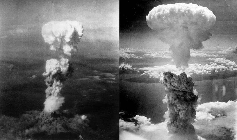 Zdjęcie bomb atomowych zrzuconych na Japonię. Po lewej na Hiroshimę, po prawej na Nagasaki. /George R. Caron/Charles Levy/Wikimedia Commons/ /domena publiczna