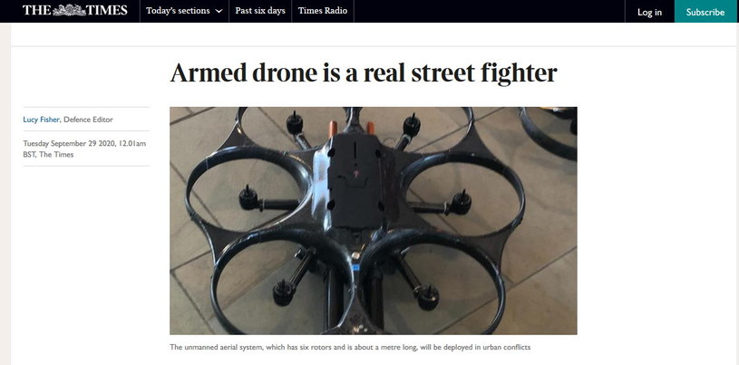 Drone photo placed in The Times publication / external material