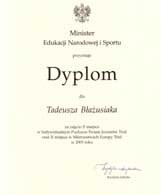Zdjęcie dyplomu dla Tadeusza Błażusiaka /Rafał Stanowski