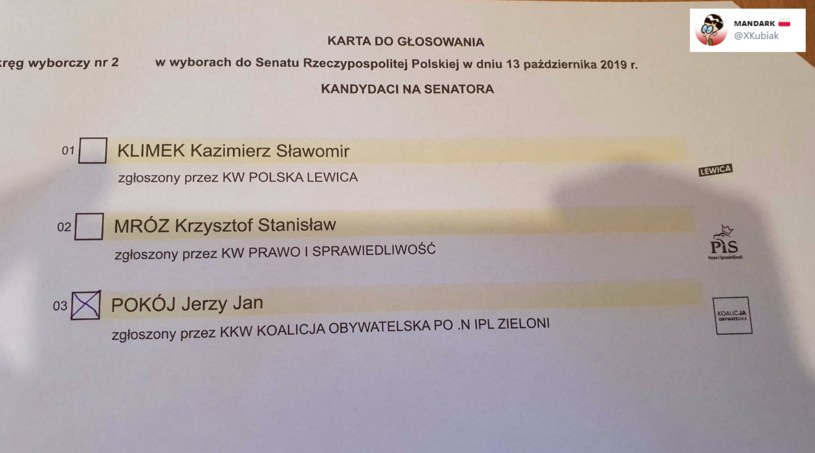 Zdjęcie karty wyborczej, które pojawiło się na Twitterze /Twitter