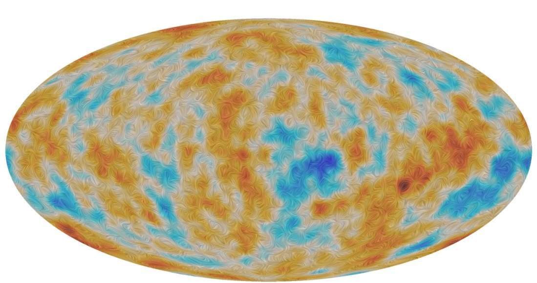 Zdjęcie pokazujące polaryzację CMB we wszechświecie /NASA
