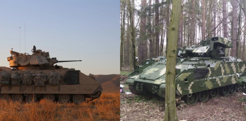 Zdjęcie porównawcze tradycyjnego amerykańskiego i ukraińskiego kamuflażu /zdjęcie po lewej: Defense Visual Information Distribution service/zdjęcie po prawej: Twitter/Ministerstwo Obrony Ukrainy