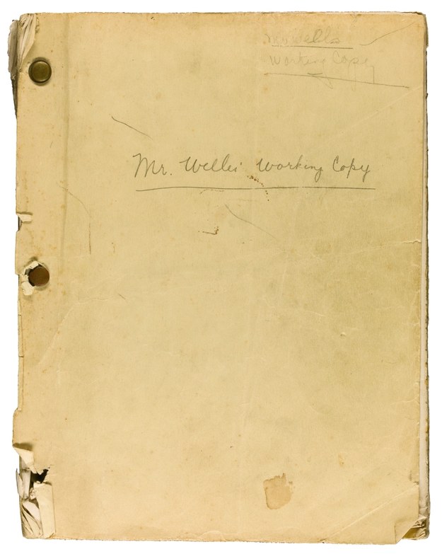 Zdjęcie przedstawia szkic roboczego scenariusza autorstwa Orsona Welles’a /Sotheby's /PAP/EPA