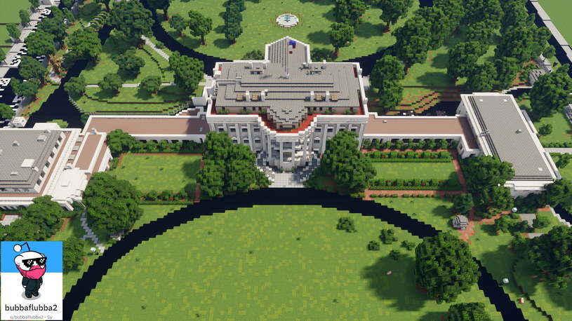 Zdjęcie przedstawiające Biały Dom w grze Minecraft zamieszczone w serwisie Reddit.com przez użytkownika @bubbaflubba2 /materiały prasowe