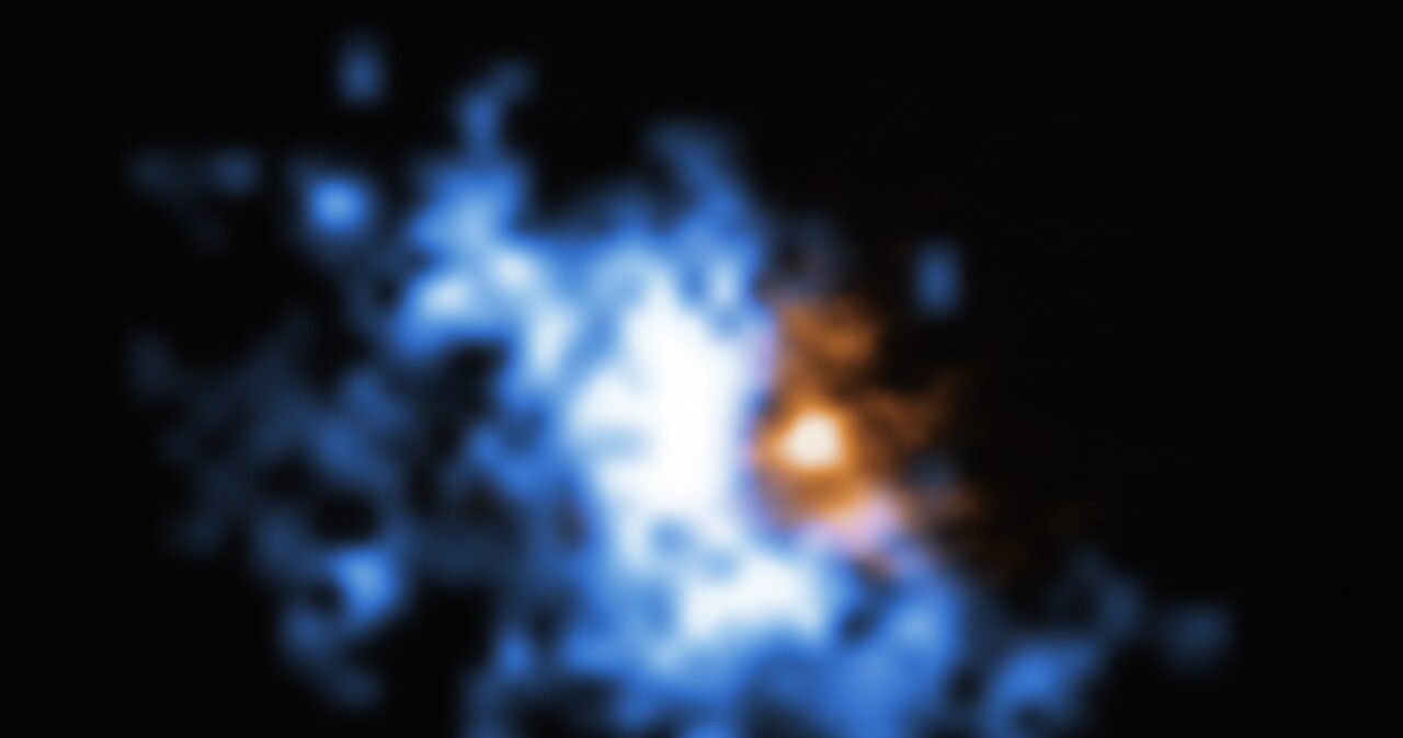 Zdjęcie ukazuje halo gazu związane z galaktyką, we wnętrzu której znajduje się kwazar /materiały prasowe