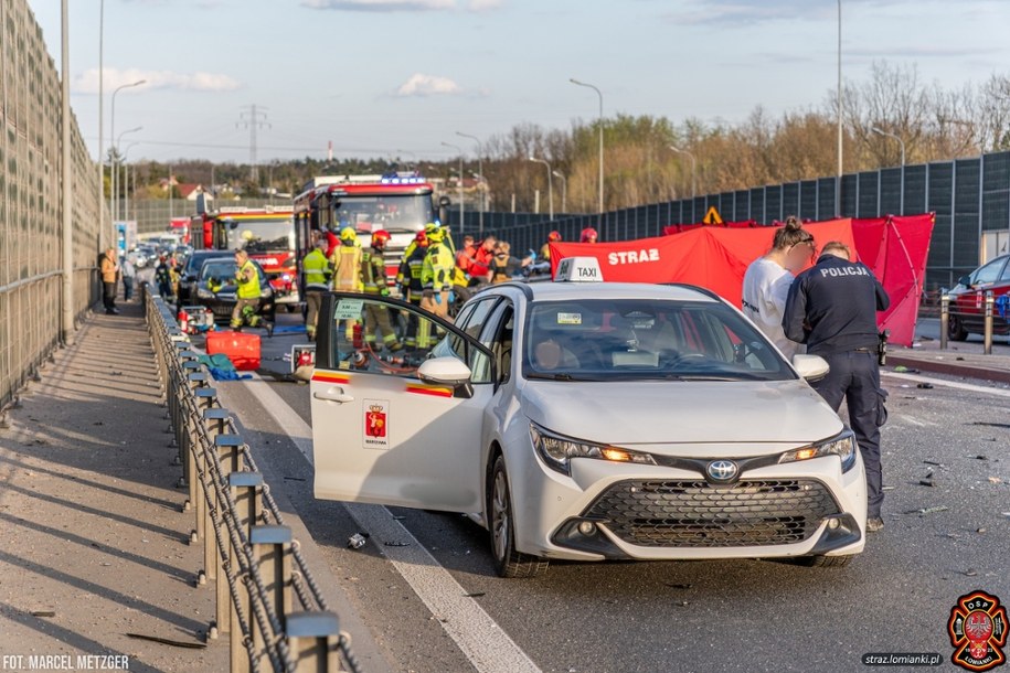 Zdjęcie z miejsca wypadku w Łomiankach /Marcel Metzger/OSP Łomianki /