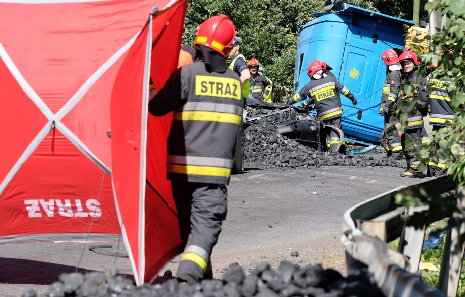 Zdjęcie z miejsca wypadku /Andrzej Grygiel /PAP