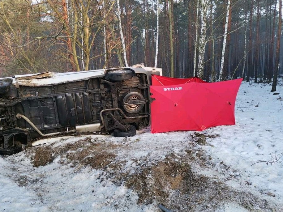 Zdjęcie z miejsca wypadku /PAP/KP PSP w Sieradzu /PAP