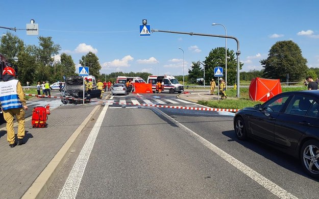 Zdjęcie z miejsca wypadku /KP PSP Opole Lubelskie /Państwowa Straż Pożarna