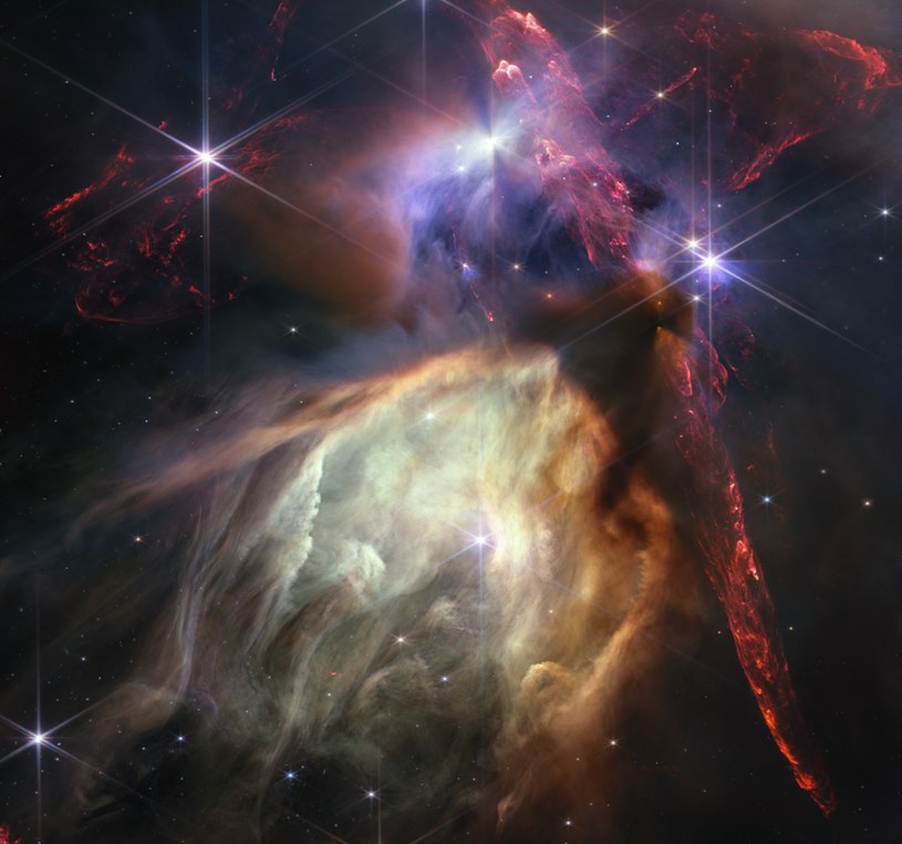 Zdjęcie z pierwszej rocznicy wykonane przez należący do NASA Kosmiczny Teleskop Jamesa Webba przedstawia narodziny gwiazd /NASA, ESA, CSA, STScI, Klaus Pontoppidan (STScI)/Alyssa Pagan (STScI) /domena publiczna