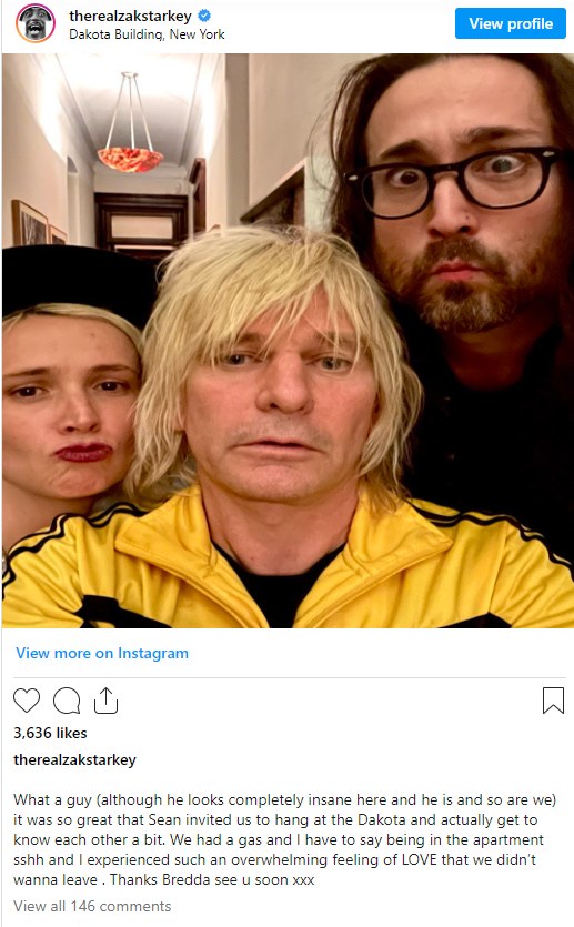 Zdjęcie Zaka Starkeya z partnerką u boku Seana Lennona podbiło sieć. Prędko zniknęło /instagram.com/therealzakstarkey /materiał zewnętrzny