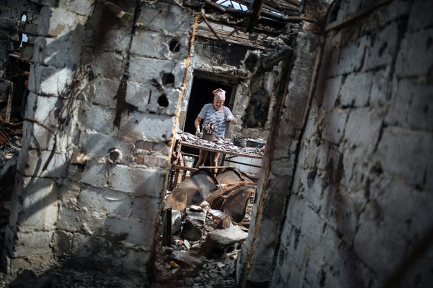 Zdjęcie zniszczonego Słowiańska /ROMAN PILIPEY /PAP/EPA