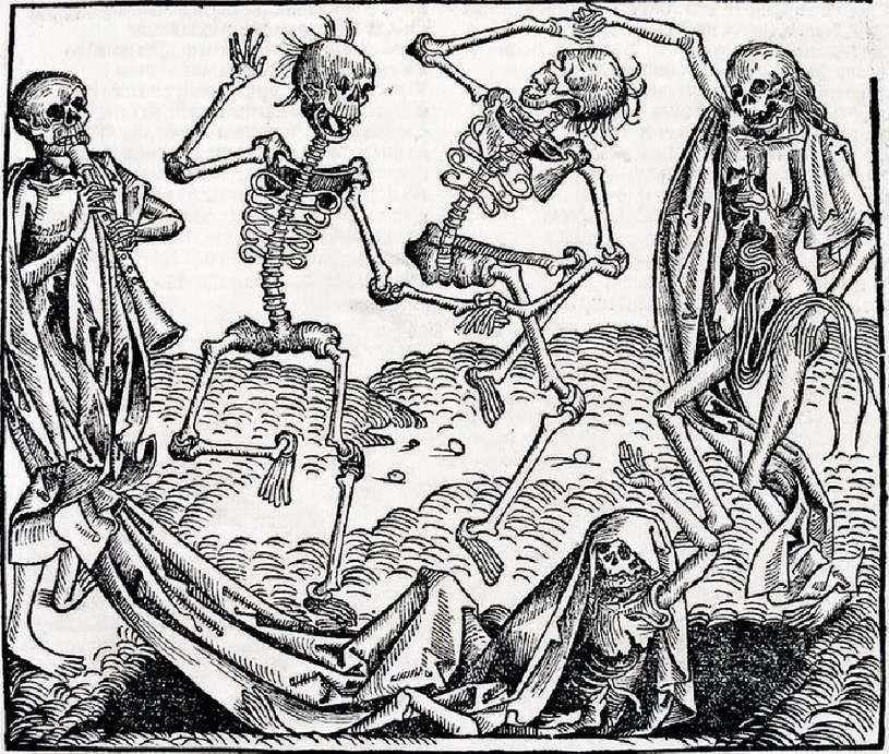 Ze względu na dziesiątkujące ludzi epidemie, motyw „tańca śmierci” był niezwykle popularny w sztuce średniowiecza /Michael Wolgemut/CC BY-SA 3.0 /domena publiczna