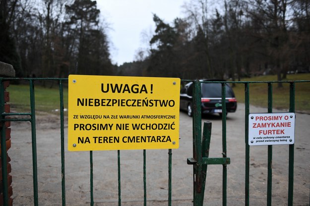 Ze względu na porywisty wiatr Gdański Zarząd Dróg i Zieleni już 13 stycznia zamknął do odwołania miejskie cmentarze komunalne. /Marcin Gadomski /PAP