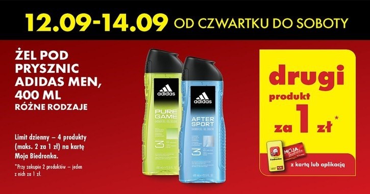 Żele pod prysznic Adidas za złotówkę /Biedronka /INTERIA.PL