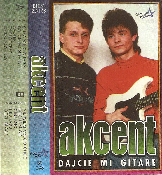 Zenek Martyniun na okładce płyty Akcent "Dajcie mi gitarę" z 1993 roku /